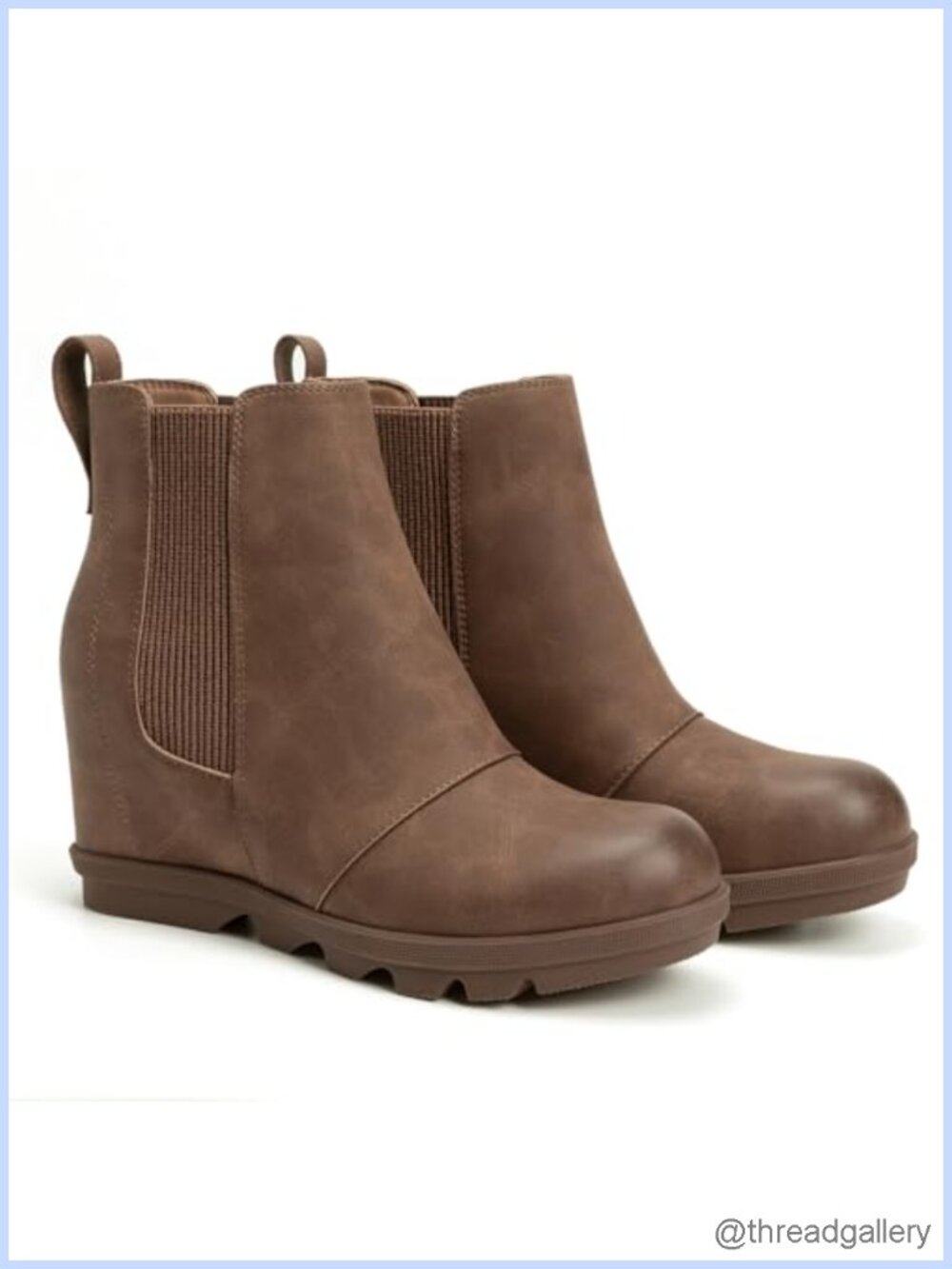 Wedge Chelsea Ankle Boots Hidden Heel Faux Leather Comfort